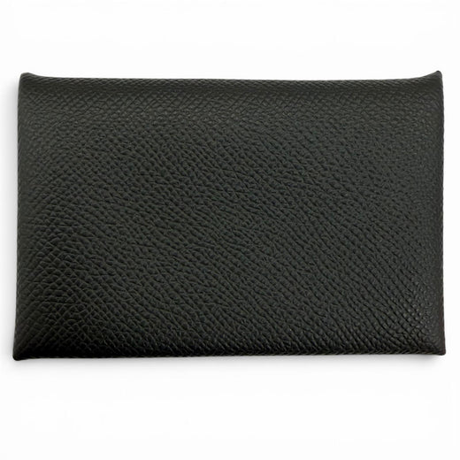 Pristine HERMES Card Case Calvi Pass case black Epsom Leather Women