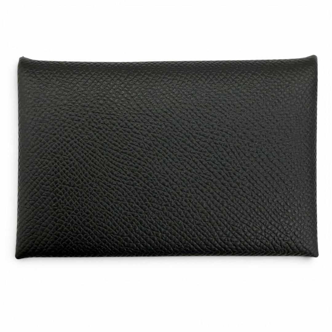 Pristine HERMES Card Case Calvi Pass case black Epsom Leather Women