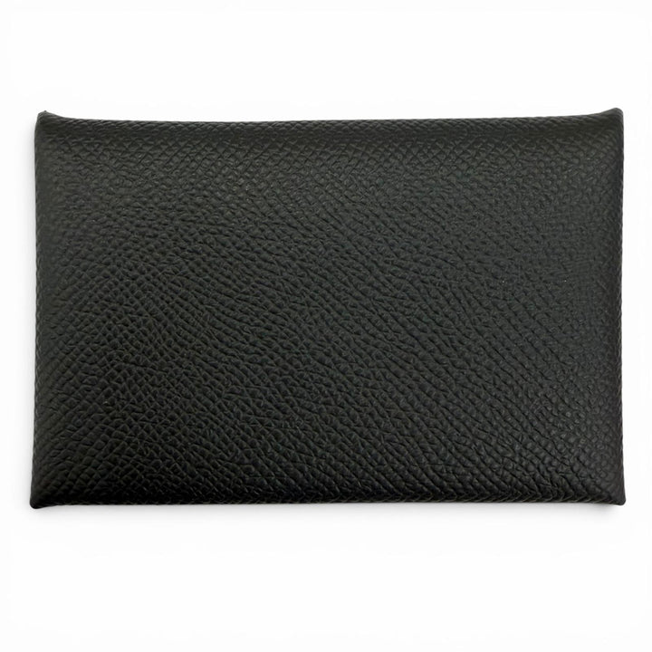 Pristine HERMES Card Case Calvi Pass case black Epsom Leather Women