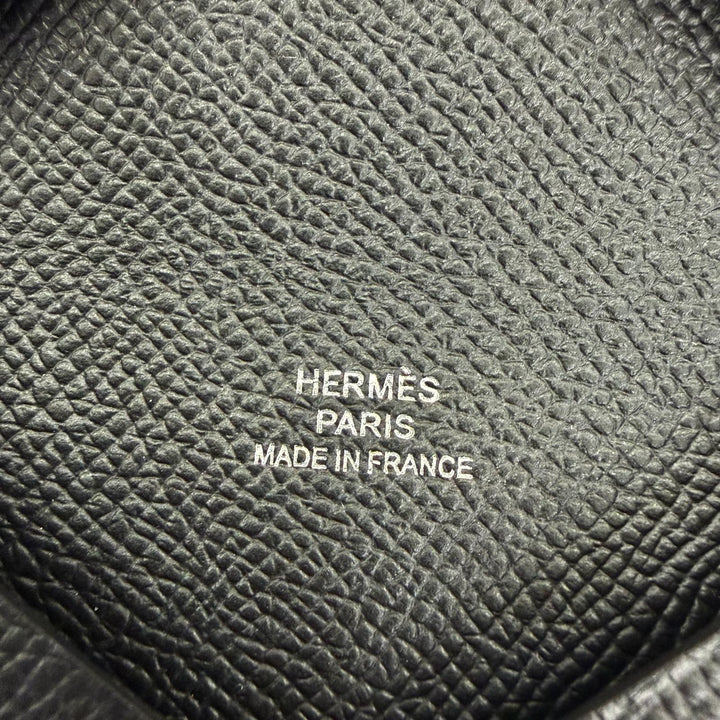 Pristine HERMES Card Case Calvi Pass case black Epsom Leather Women