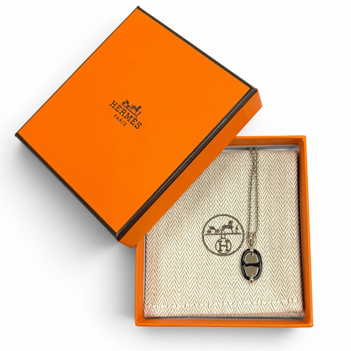 Pristine HERMES Necklace Pendant Mini Maillon PM Silver ー Women