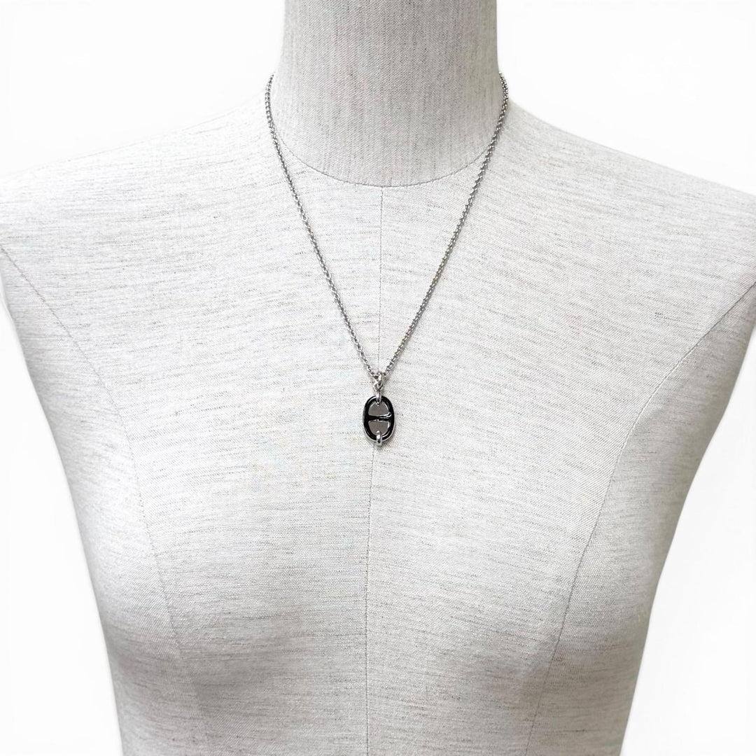Pristine HERMES Necklace Pendant Mini Maillon PM Silver ー Women