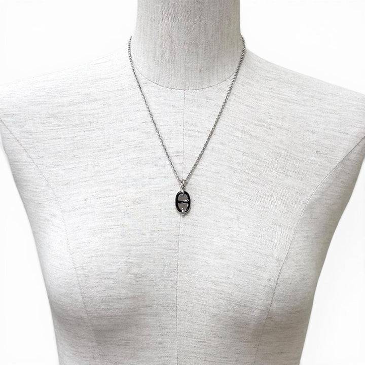 Pristine HERMES Necklace Pendant Mini Maillon PM Silver ー Women