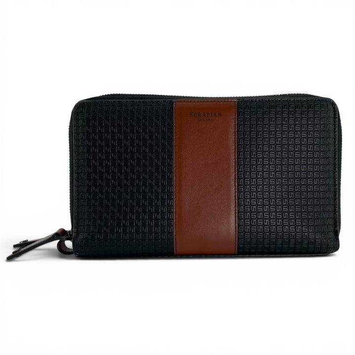 Excellent Serapian Clutch bag STEPAN 72 Double zipper organizer Calf leather