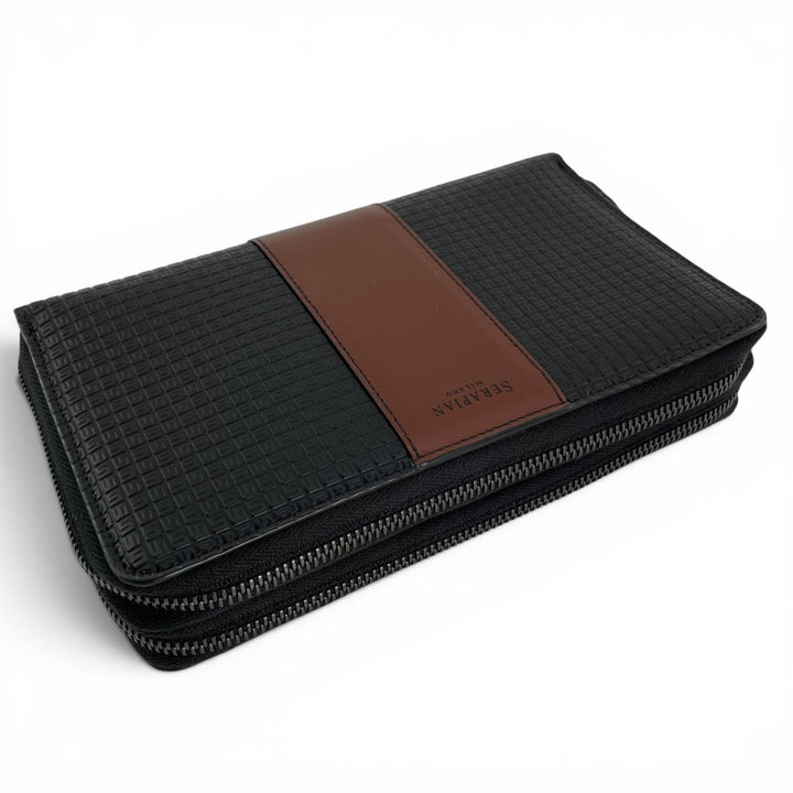 Excellent Serapian Clutch bag STEPAN 72 Double zipper organizer Calf leather