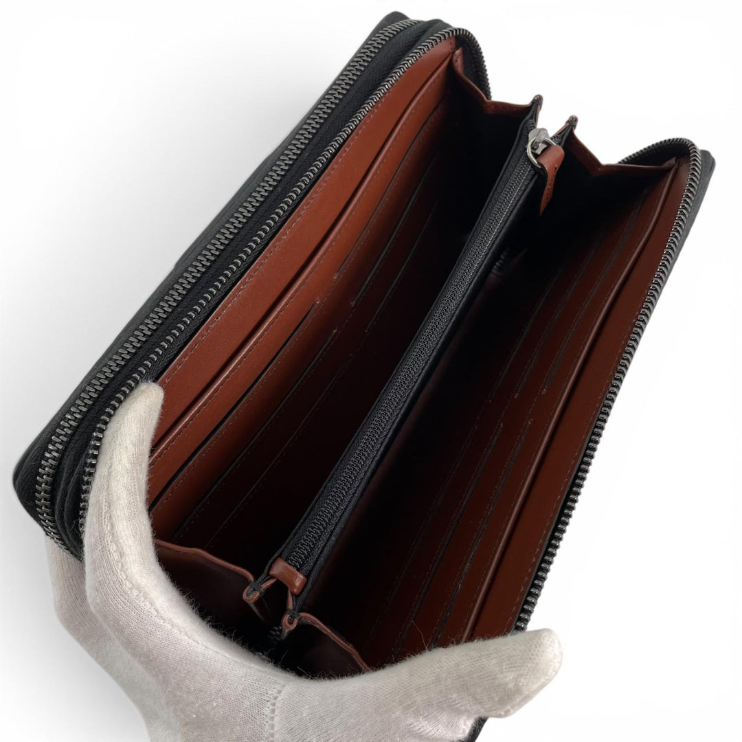 Excellent Serapian Clutch bag STEPAN 72 Double zipper organizer Calf leather