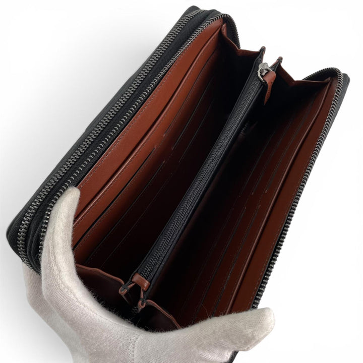 Excellent Serapian Clutch bag STEPAN 72 Double zipper organizer Calf leather