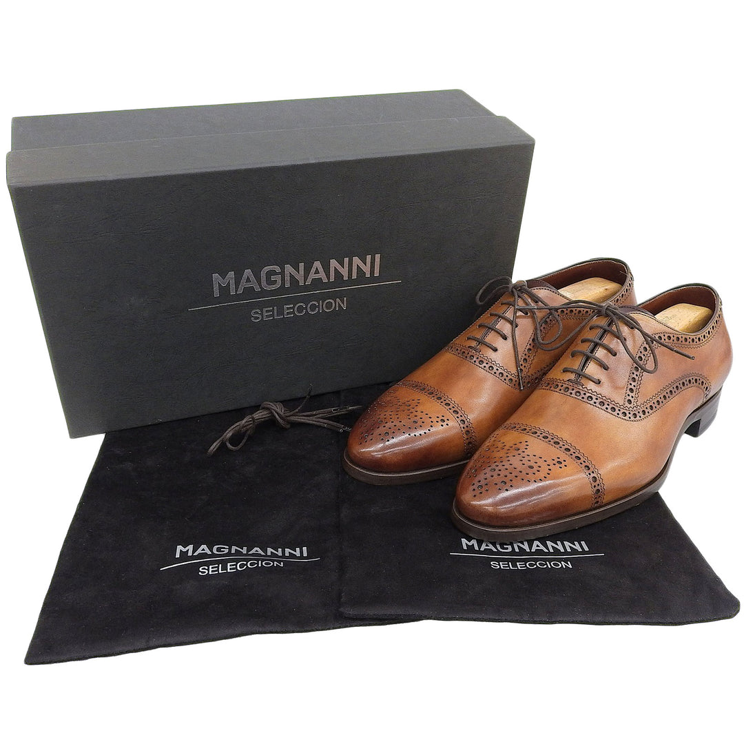 Pristine MAGNANNI Leather shoes LEEDS Brown leather mens 41 29902