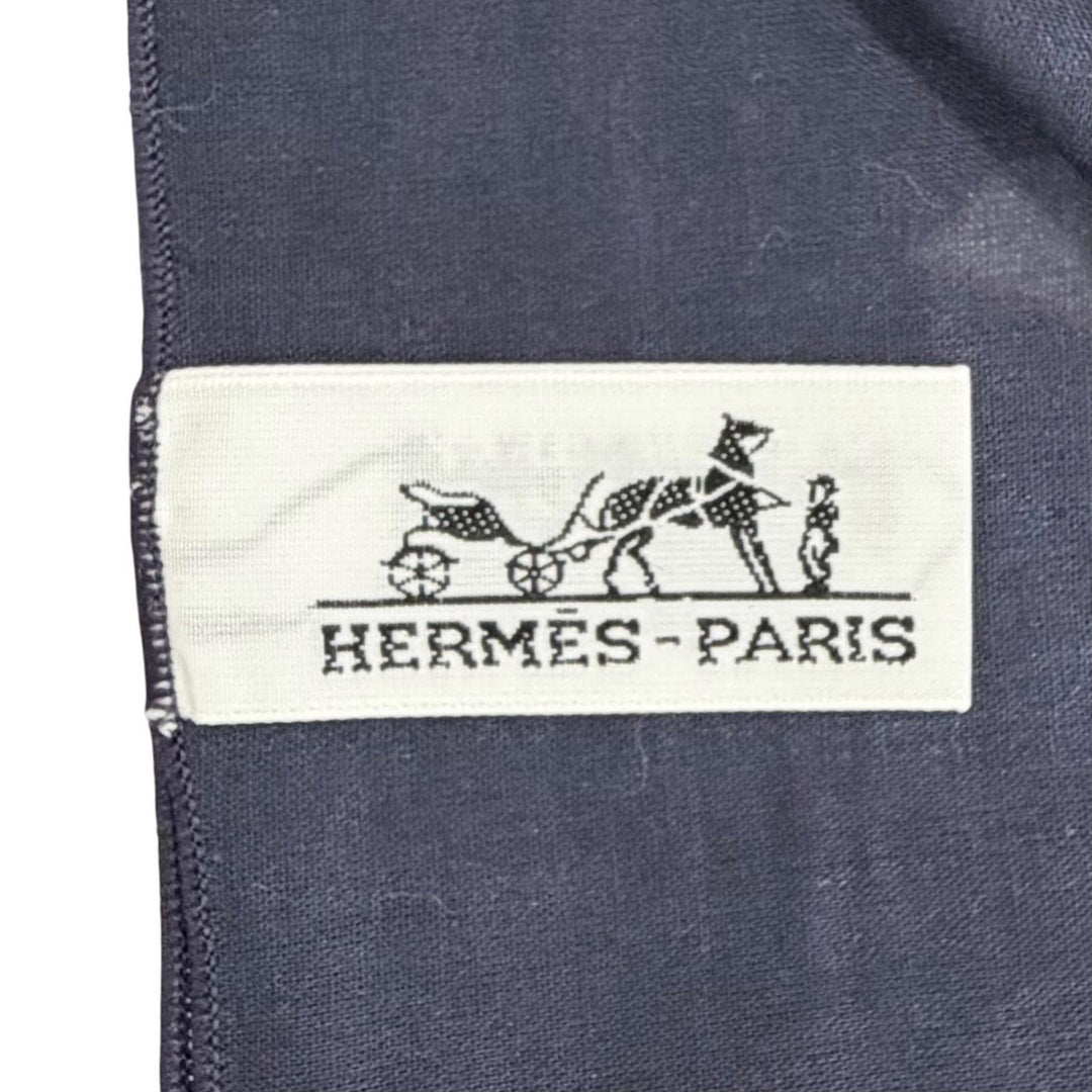 Excellent HERMES scarf Pareo FLAMINGO PARTY Large format shawl stall blue cotton