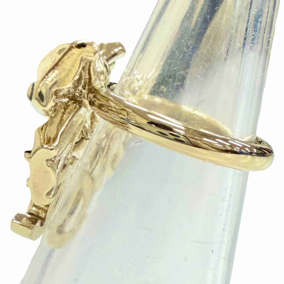 Excellent CHANEL Ring ring COCO Mark Ribbon Rhinestone gold Women B24B