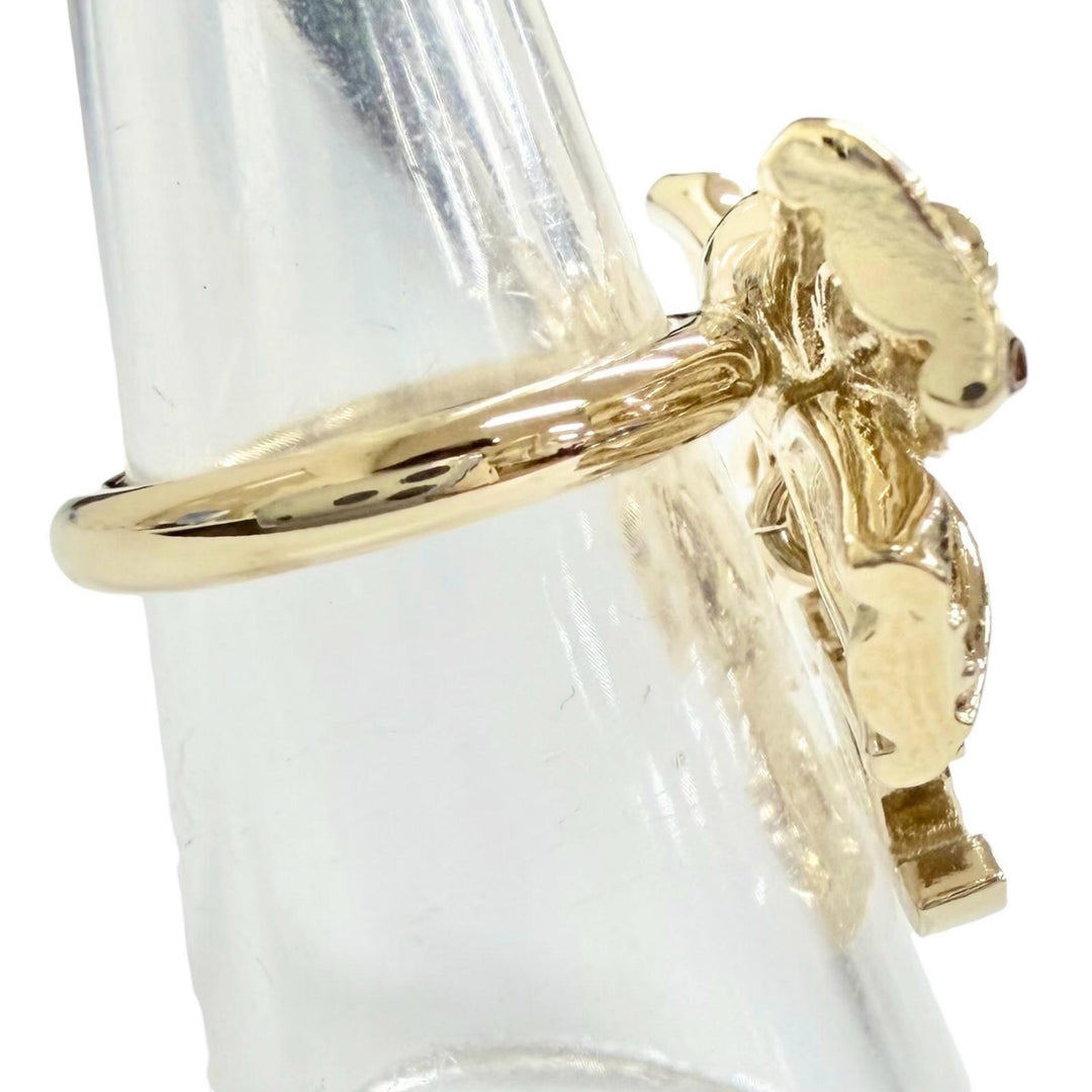 Excellent CHANEL Ring ring COCO Mark Ribbon Rhinestone gold Women B24B