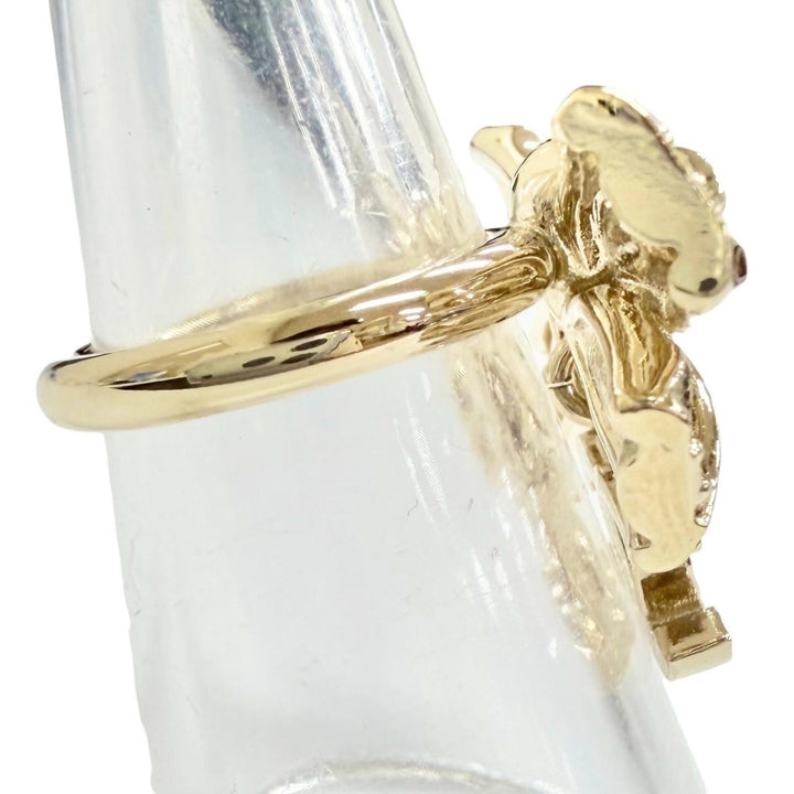 Excellent CHANEL Ring ring COCO Mark Ribbon Rhinestone gold Women B24B