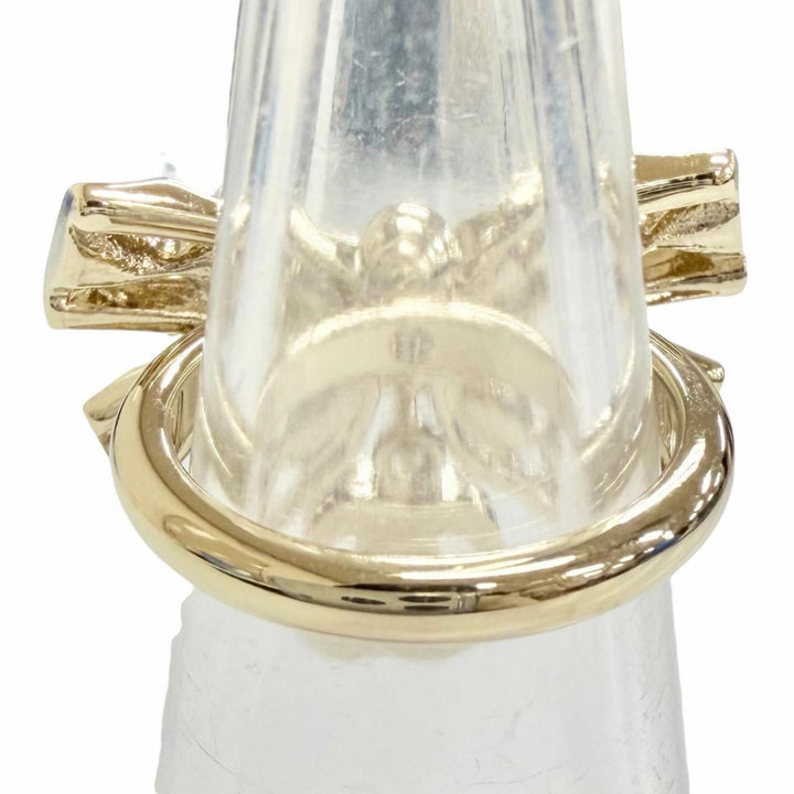 Excellent CHANEL Ring ring COCO Mark Ribbon Rhinestone gold Women B24B
