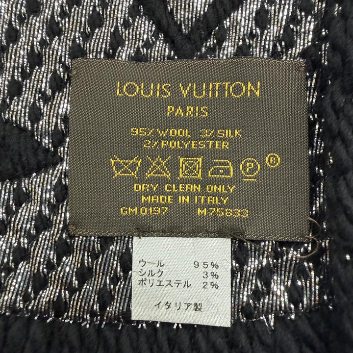 Great LOUIS VUITTON Scarf Escalp Logo Mania Shine Monogrammed with fringe M75833