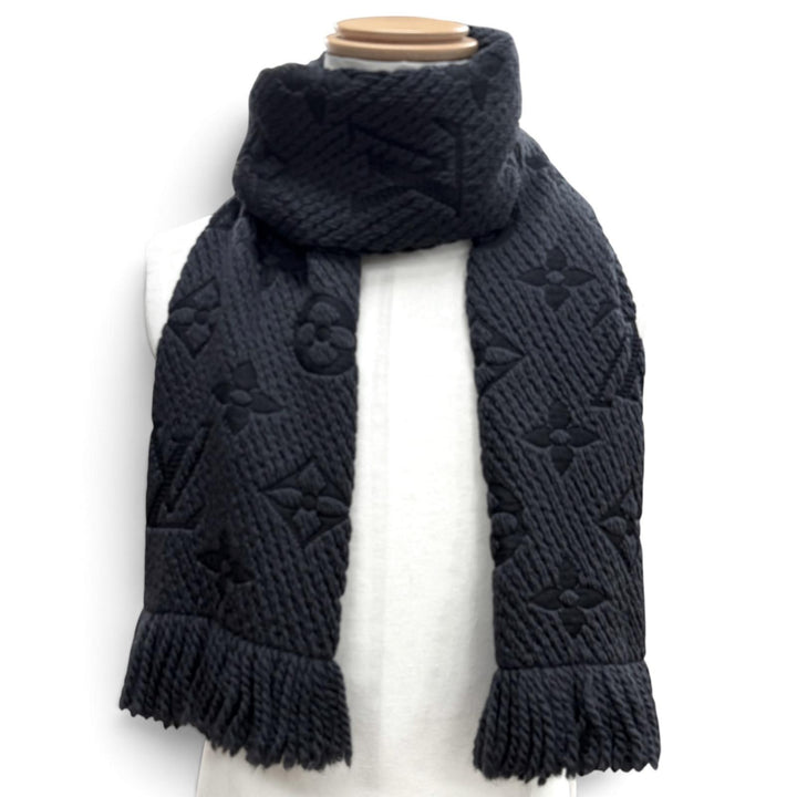 Great LOUIS VUITTON Scarf Escalp Logo Mania Monogrammed with fringe wool 402336