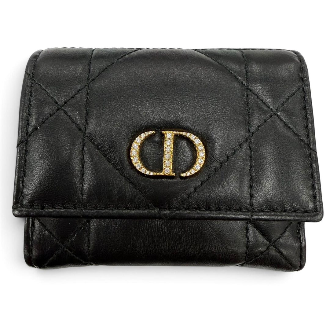 Great DIOR Dior Caro Hibiscus Crystal Wallet Rhinestone Japan Limited Edition