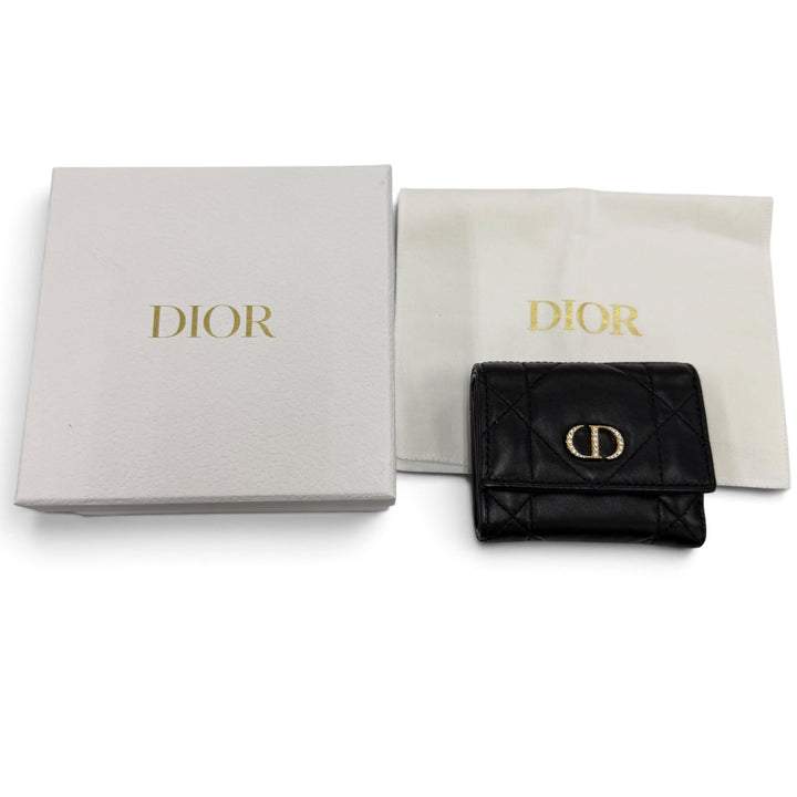 Great DIOR Dior Caro Hibiscus Crystal Wallet Rhinestone Japan Limited Edition