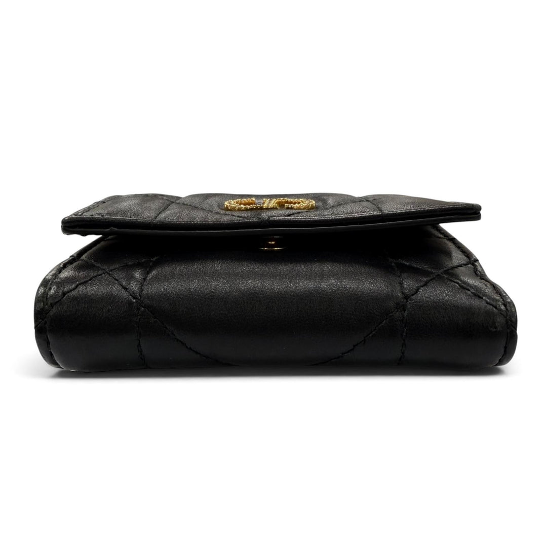 Great DIOR Dior Caro Hibiscus Crystal Wallet Rhinestone Japan Limited Edition