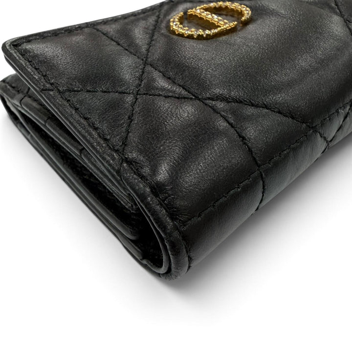 Great DIOR Dior Caro Hibiscus Crystal Wallet Rhinestone Japan Limited Edition