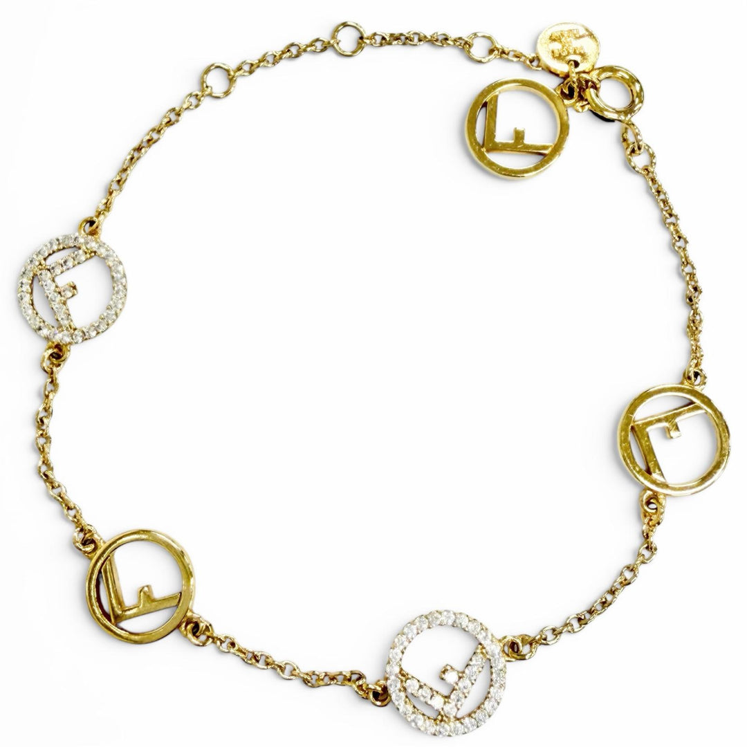 Excellent FENDI bracelet f is fendi bracelet With logo rhinestone gold 8AG761