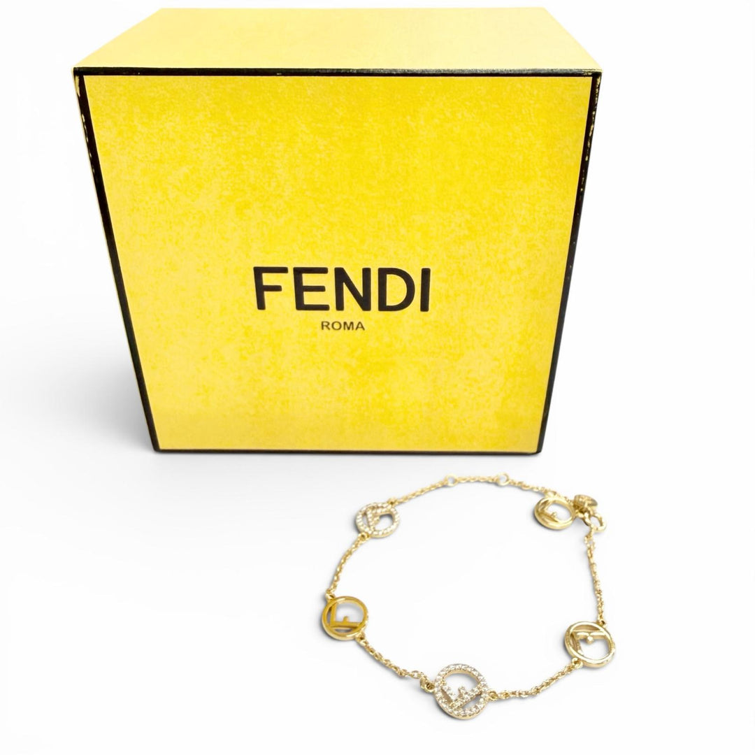 Excellent FENDI bracelet f is fendi bracelet With logo rhinestone gold 8AG761