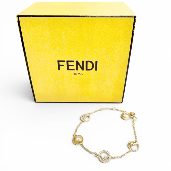 Excellent FENDI bracelet f is fendi bracelet With logo rhinestone gold 8AG761