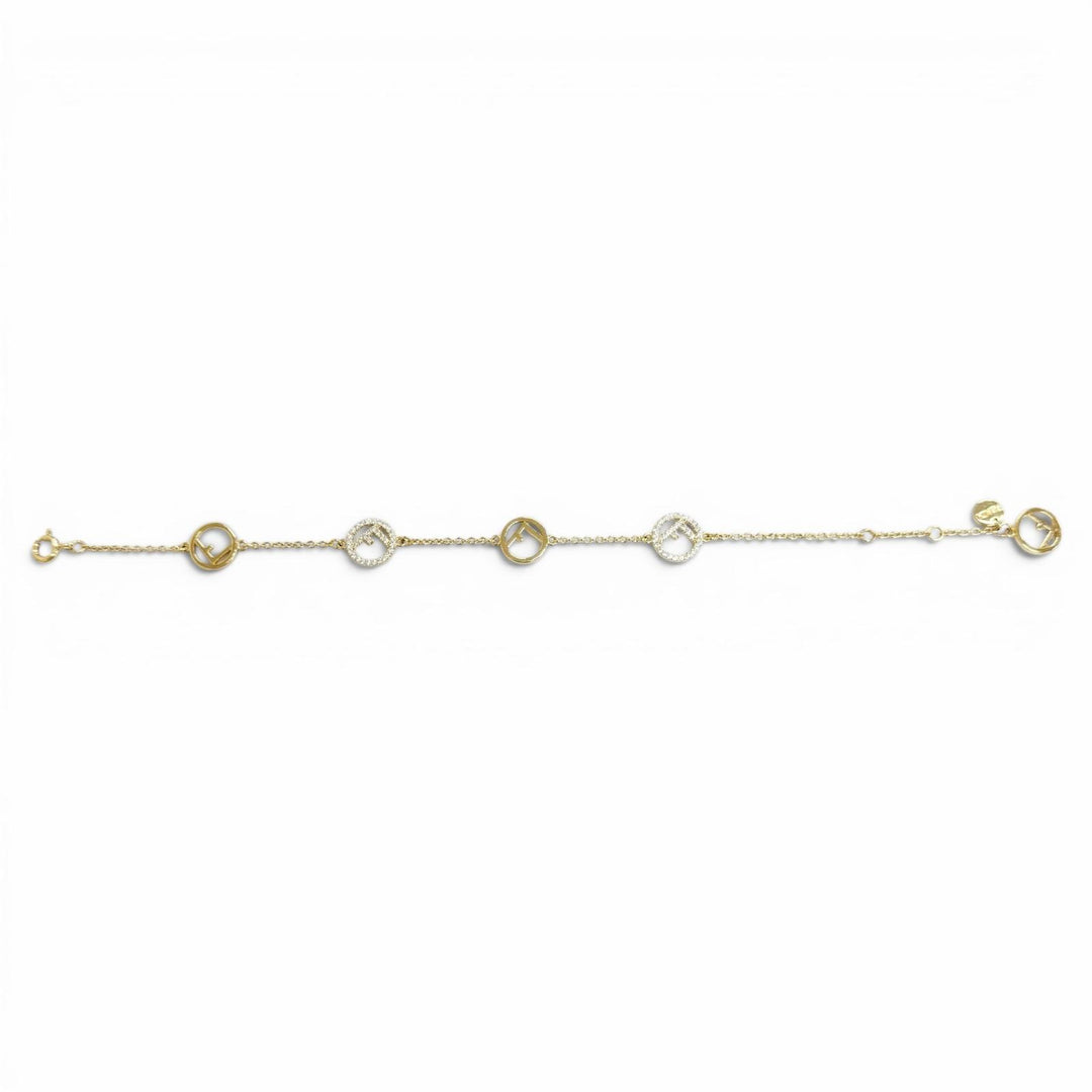 Excellent FENDI bracelet f is fendi bracelet With logo rhinestone gold 8AG761
