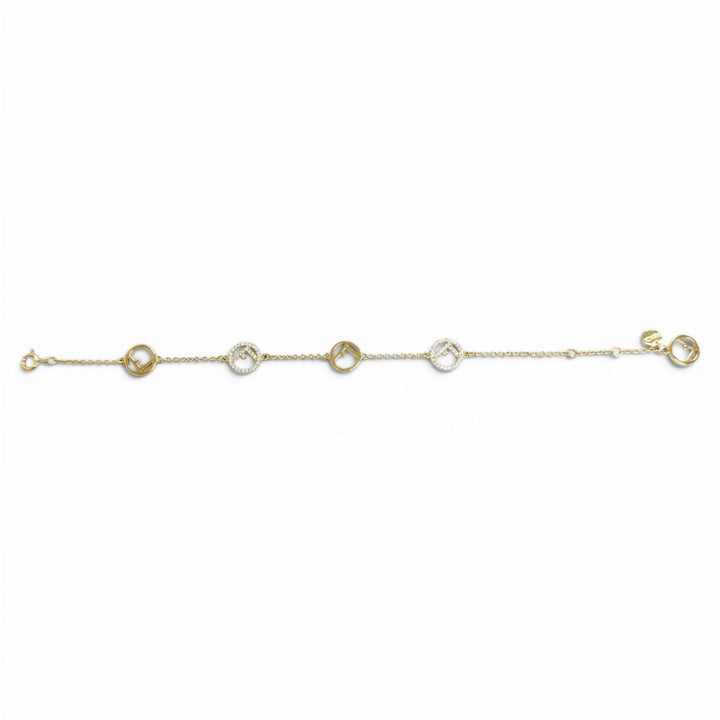 Excellent FENDI bracelet f is fendi bracelet With logo rhinestone gold 8AG761