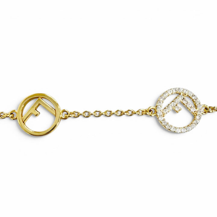 Excellent FENDI bracelet f is fendi bracelet With logo rhinestone gold 8AG761