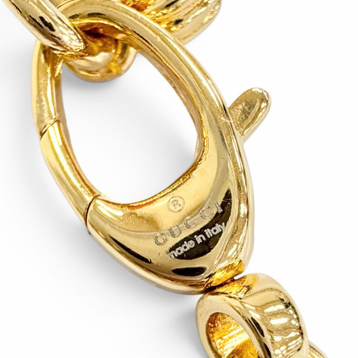 Great GUCCI choker Blondie Chain Necklace Interlocking G gold Women 774555