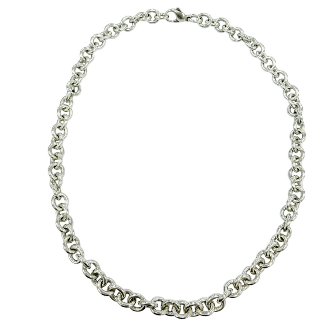 Great TIFFANY&Co. Necklace Donut Oval Link Silver 925 Women