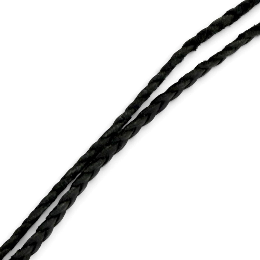 Great CHROME HEARTS Necklace Small Campana Cloth Leather Braid Silver 925 Women