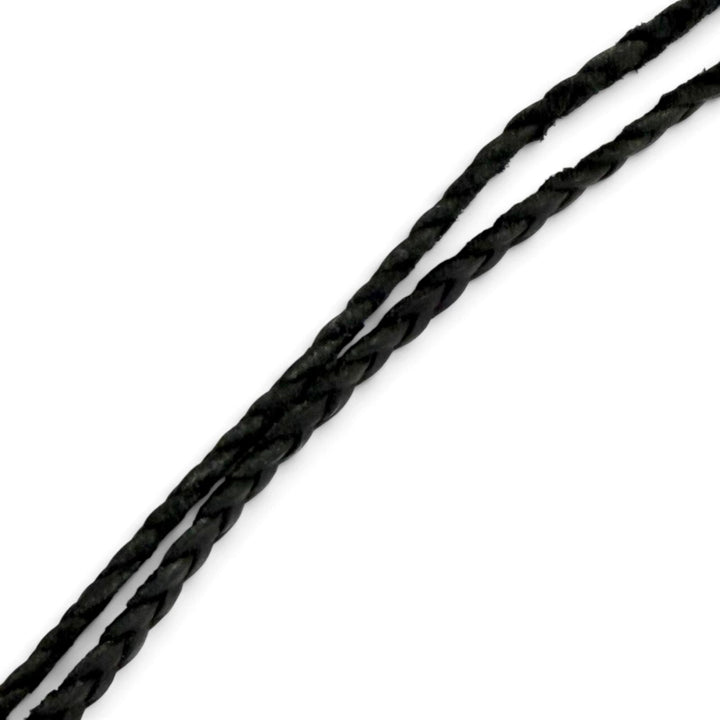 Great CHROME HEARTS Necklace Small Campana Cloth Leather Braid Silver 925 Women