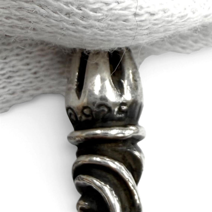 Great CHROME HEARTS Necklace Small Campana Cloth Leather Braid Silver 925 Women