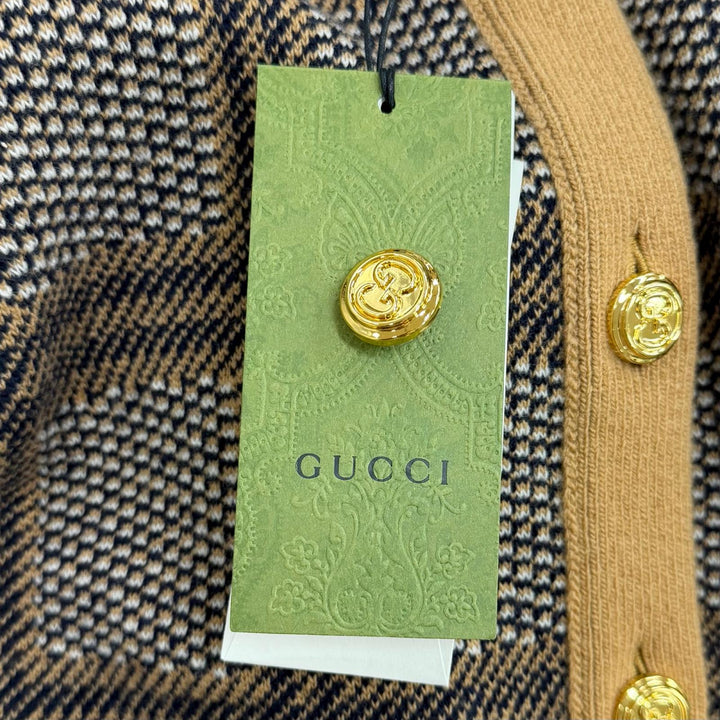 Pristine GUCCI cardigan Reversible Check Jumbo GG Oversized Knit wool XS 773903