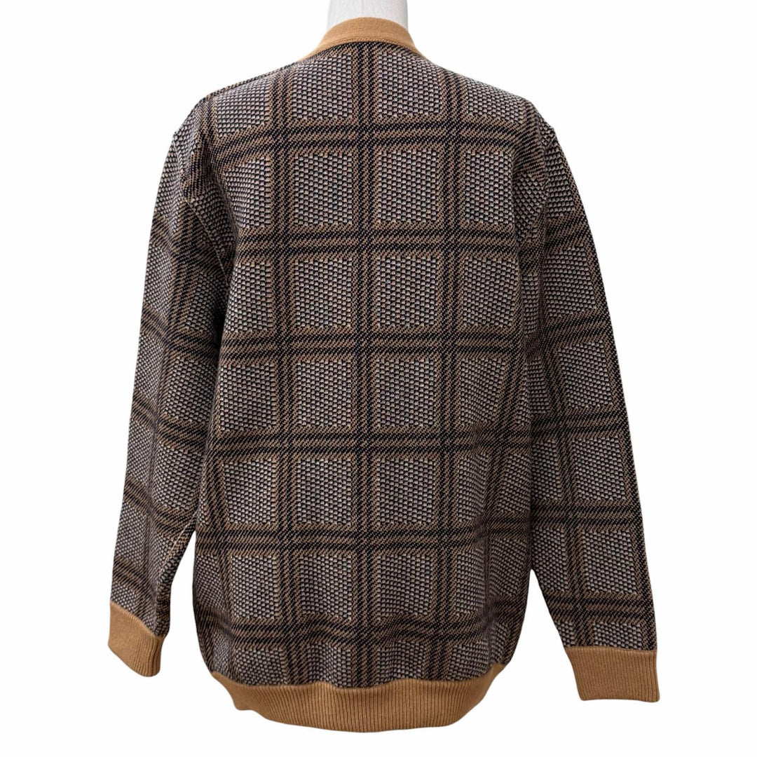 Pristine GUCCI cardigan Reversible Check Jumbo GG Oversized Knit wool XS 773903