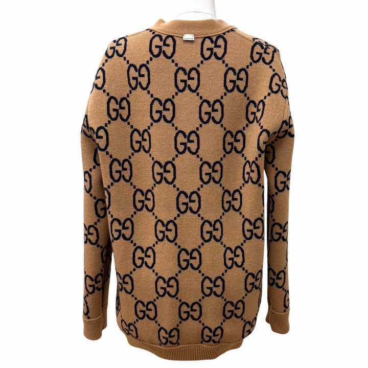Pristine GUCCI cardigan Reversible Check Jumbo GG Oversized Knit wool XS 773903