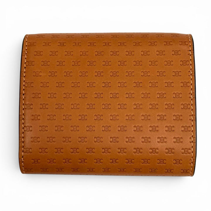 Pristine CELINE Tri-fold wallet Small flap wallet Brown leather Women 10D78