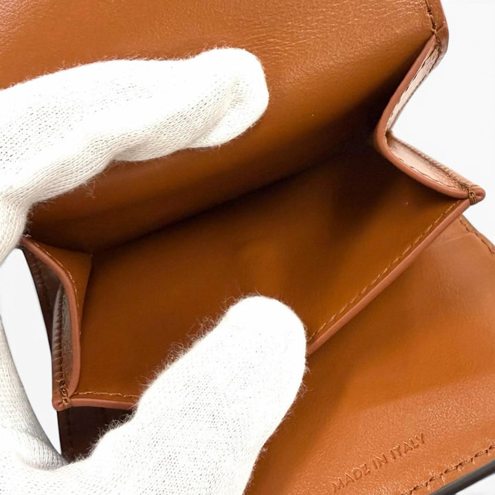 Pristine CELINE Tri-fold wallet Small flap wallet Brown leather Women 10D78