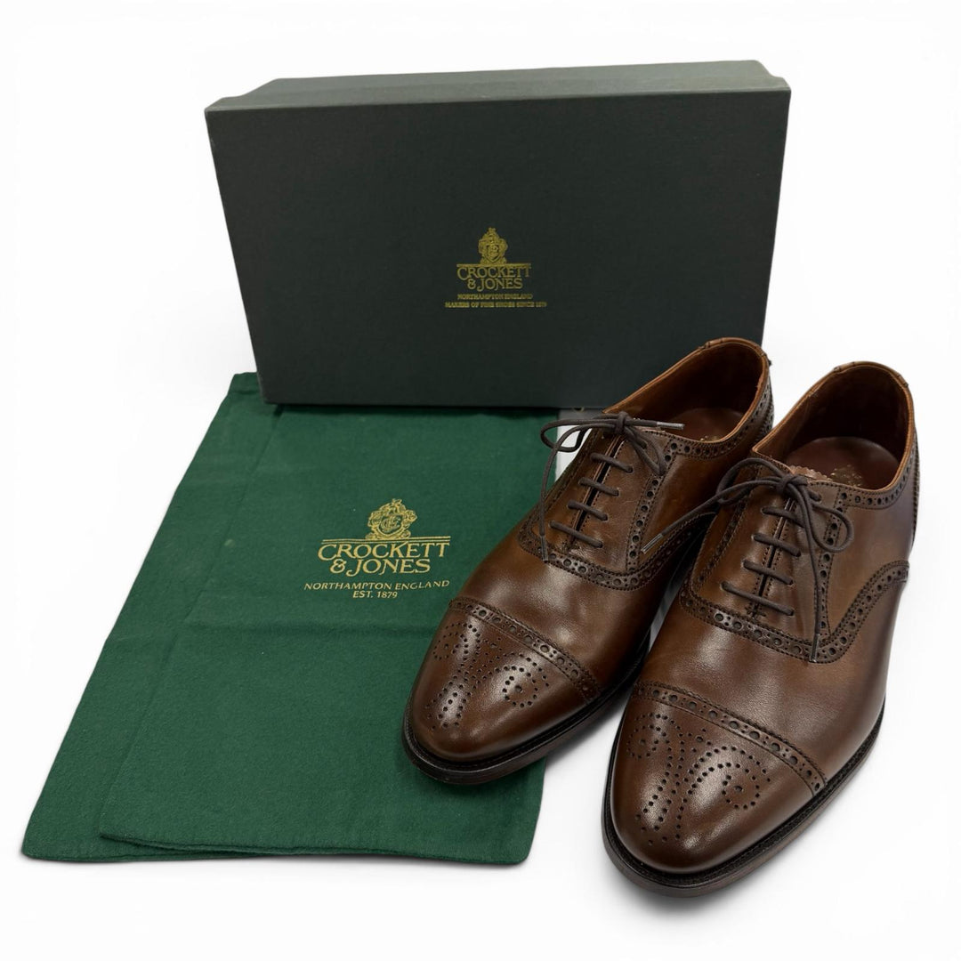 Excellent CROCKETT&JONES Leather shoes COVENTRY Brown leather mens 7