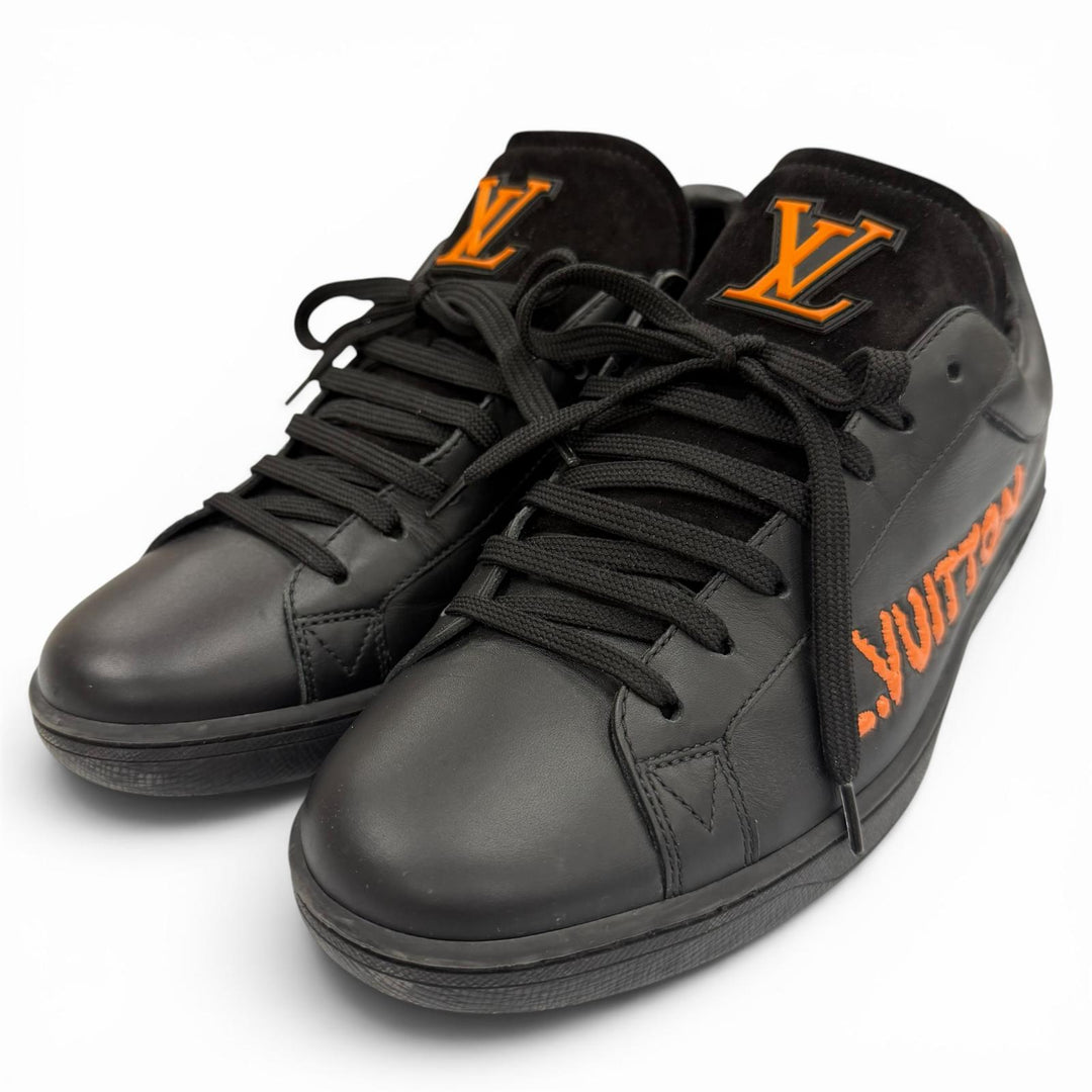 Excellent LOUIS VUITTON sneakers Luxembourg Samothrace Line black leather mens 7