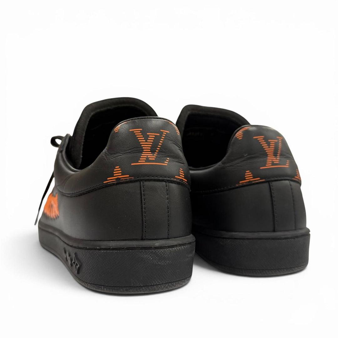 Excellent LOUIS VUITTON sneakers Luxembourg Samothrace Line black leather mens 7
