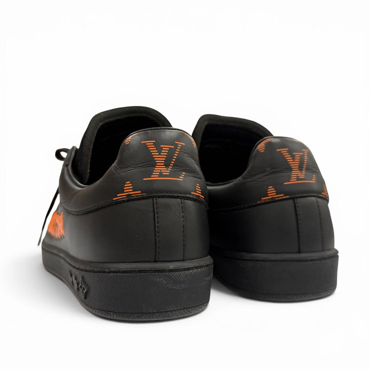 Excellent LOUIS VUITTON sneakers Luxembourg Samothrace Line black leather mens 7