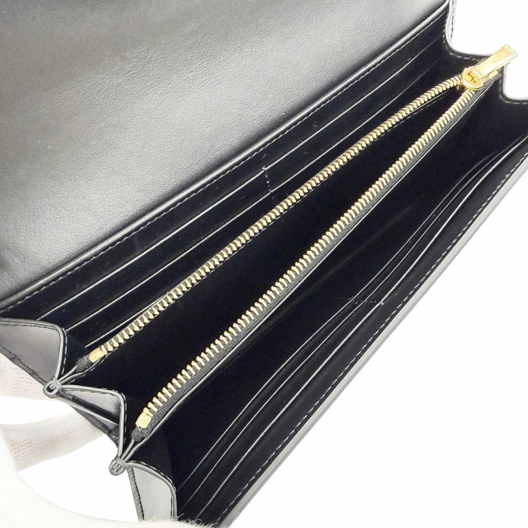 Excellent CELINE Triomphe Flap Large Wallet Bifold Wallet black 10E313DPV