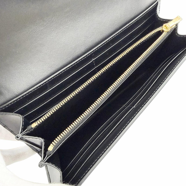 Excellent CELINE Triomphe Flap Large Wallet Bifold Wallet black 10E313DPV