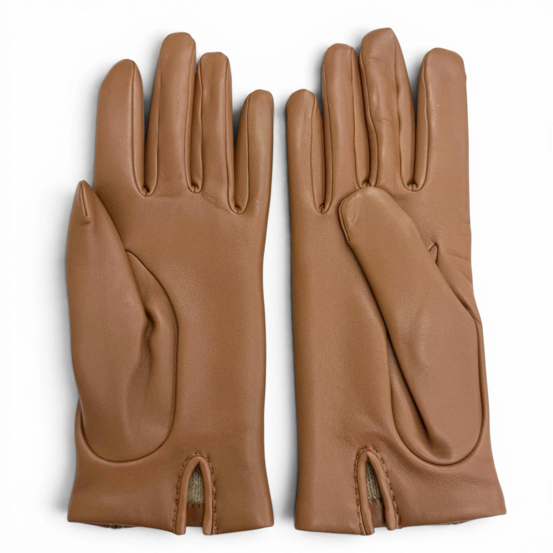 Pristine HERMES gloves 100% Cashmere Lining, H-Stitch, Lamb Leather Gloves 7.5