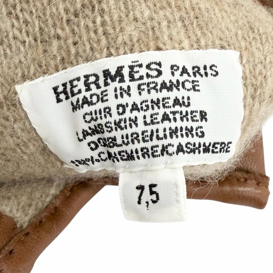 Pristine HERMES gloves 100% Cashmere Lining, H-Stitch, Lamb Leather Gloves 7.5