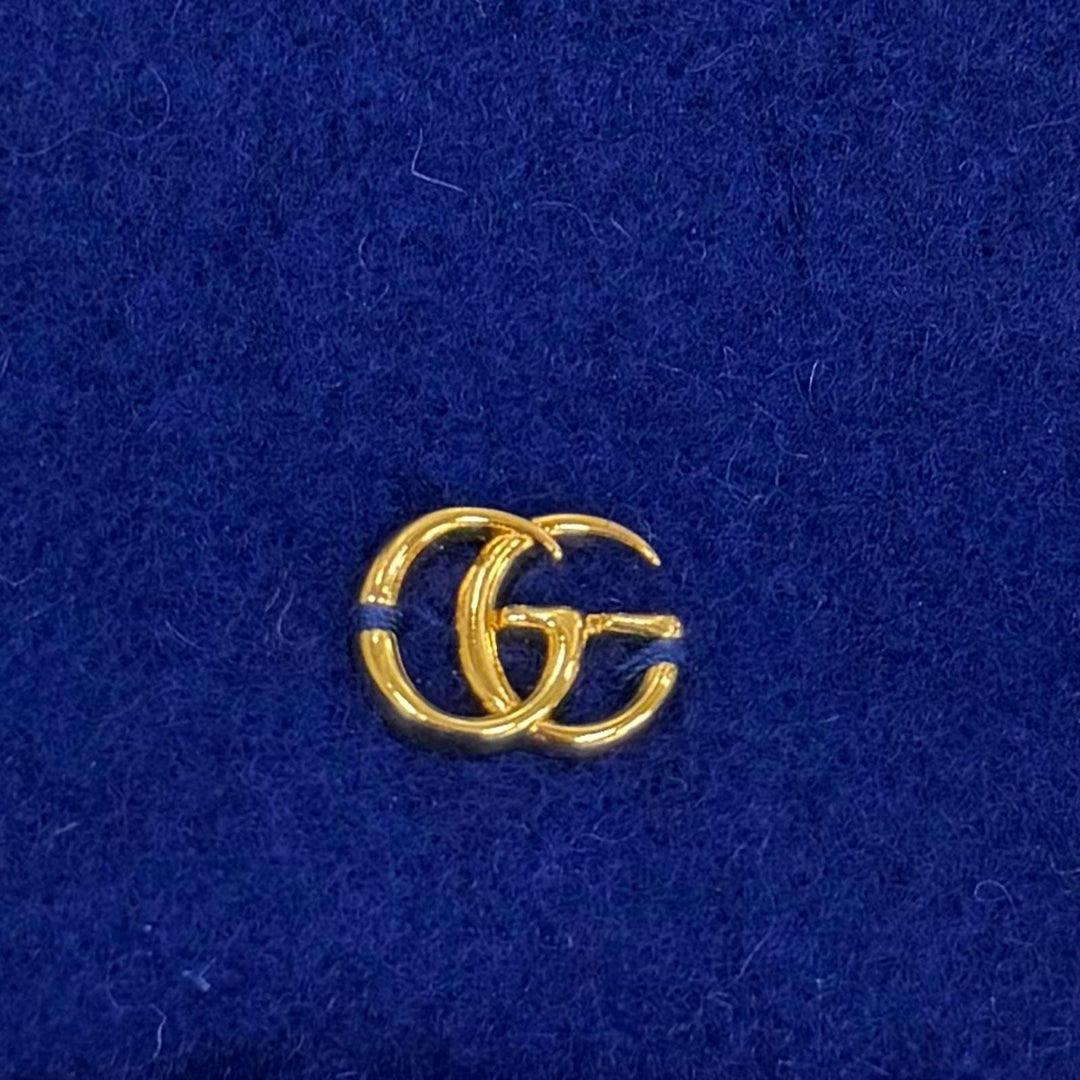 Pristine GUCCI beret GG Marmont Metal Plain blue wool Women M 714343