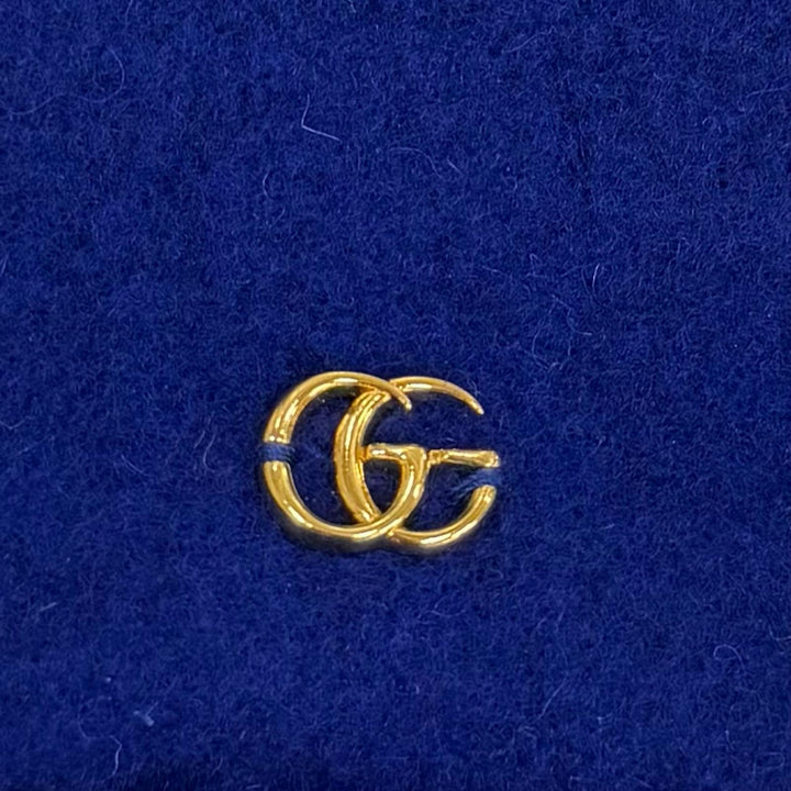 Pristine GUCCI beret GG Marmont Metal Plain blue wool Women M 714343