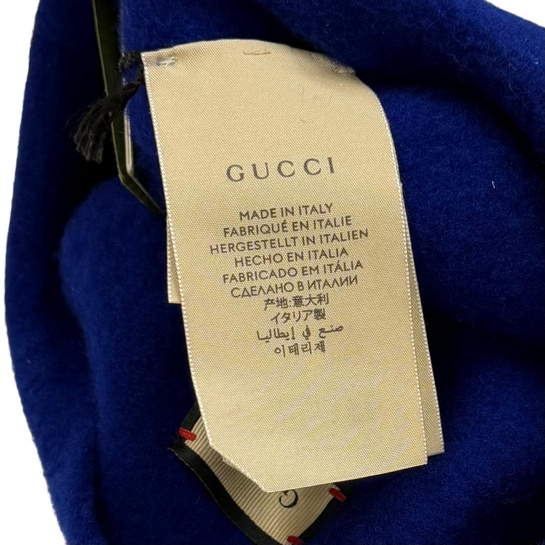 Pristine GUCCI beret GG Marmont Metal Plain blue wool Women M 714343